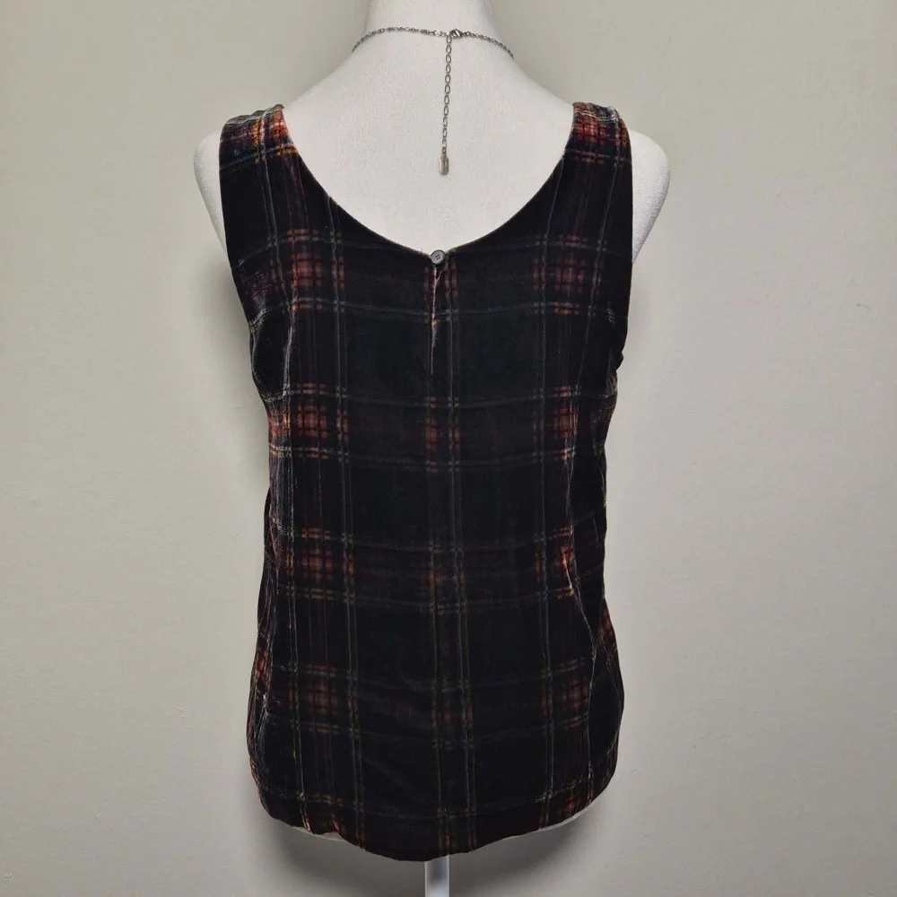 J Crew Tartan Plaid Velvet Velour Academia EGirl Whimsy Gothabilly Tank Top US 2 - Picture 6 of 9